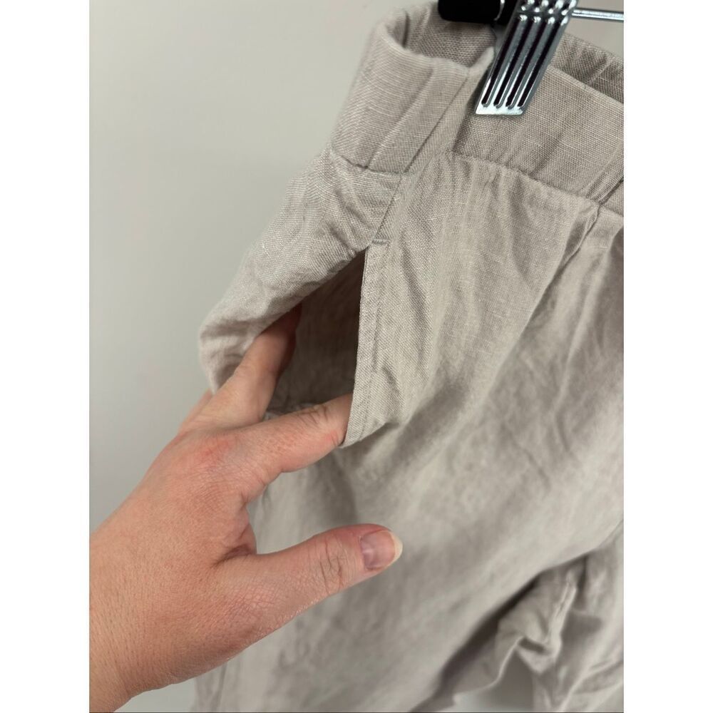 J.Jill Love Linen Natural Beige Cropped Pants Pull-On Elastic Waist Pockets XL - Picture 9 of 11